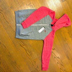 Quicksilver - NWT - Boys zip hooded sweatshirt, size Medium (12), red and grey